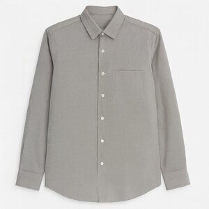 Stylish Gray Pinstripe Button-Up Shirt | XL | Versatile Holiday Outfit